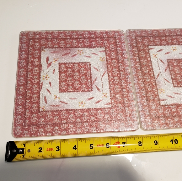 Pair of Temptations Glass Trivets 8 " - Picture 2 of 3